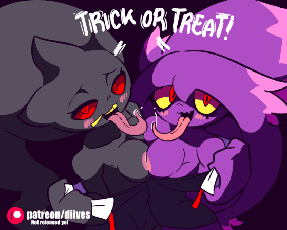 Pokemon Banette Mismagius Trick or Treat breasts furry ghost half-closed_eyes halloween page 1